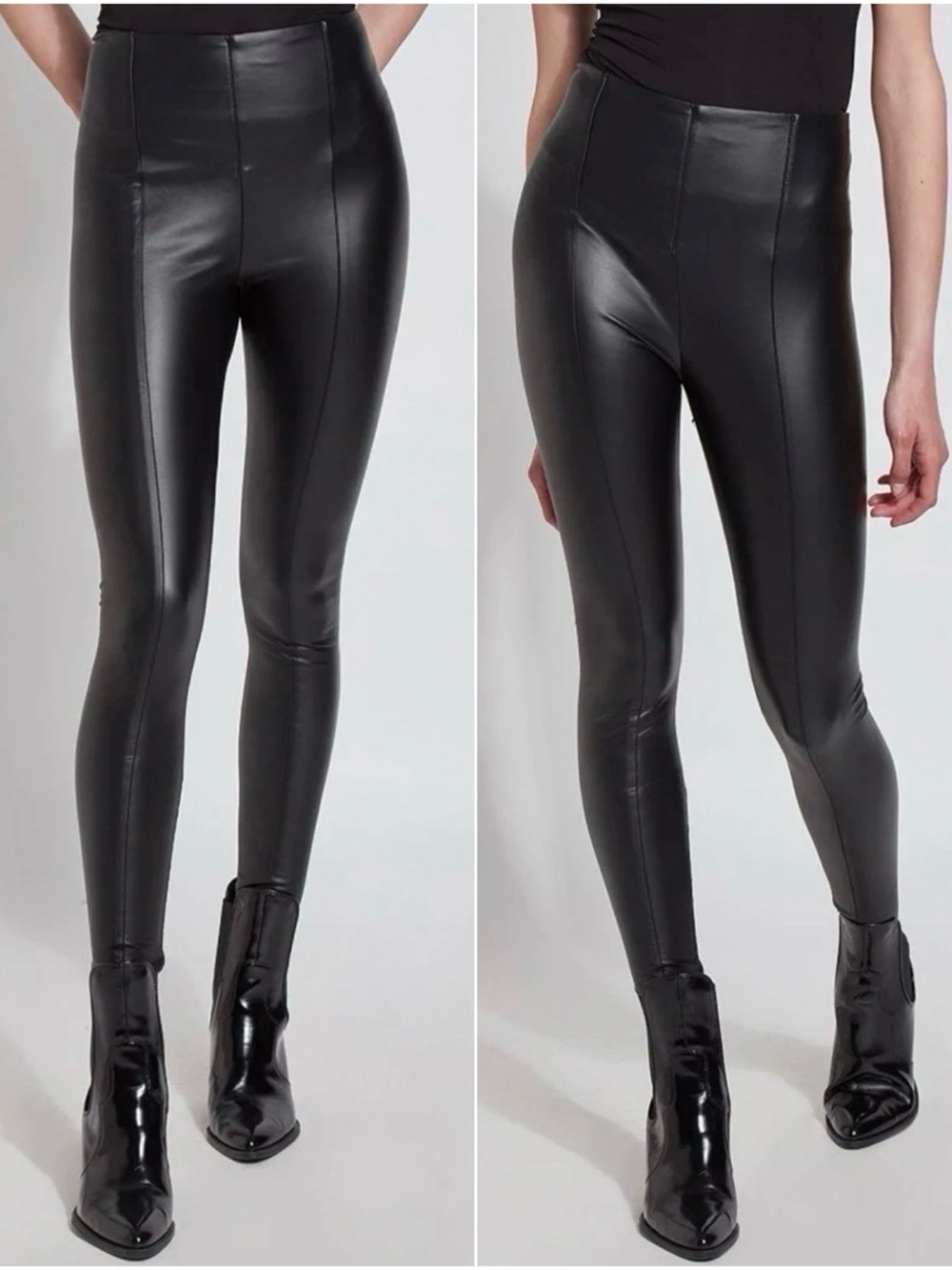 Lysse Hi-Waist Vegan Leather Leggings Black Curvy 1X Women's Stretch Pull-On
